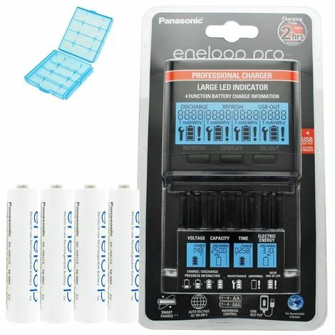 Panasonic Eneloop Ladegerät BQ-CC65 Inkl. LCD-Display, 4 Eneloop Standard AAA Micro Und AccuCell Akkubox Blue 1 Panasonic Eneloop Ladegerät BQ-CC65 Inkl. LCD-Display, 4 Eneloop Standard AAA Micro Und AccuCell Akkubox Blue