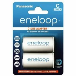 Panasonic Eneloop Adapter AA R6 Nach C R14 Für 1xAA 2er Blister BQ-BS2E/2E