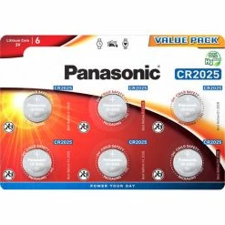 Panasonic Batterie Lithium, Knopfzelle, CR2025, 3V Electronics, Lithium Power, Retail Blister (6-Pack)