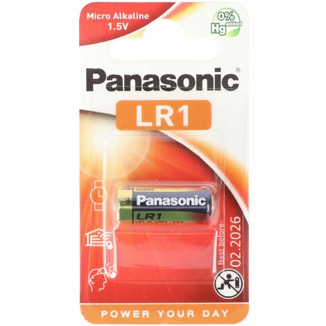 Panasonic PowerMax3 LR1, Lady Size N, GP910A, E90, 1,5 Volt Max. 900mAh 1 Panasonic PowerMax3 LR1, Lady Size N, GP910A, E90, 1,5 Volt Max. 900mAh