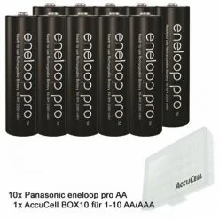 10 Panasonic Eneloop Pro NiMH Akku, AA Mignon, 2500mAh Mit Extrastarker Leistung Und AccuCell AccuSafe