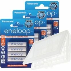 12er Panasonic Eneloop Standard AAA, Micro Akkus, Neueste Generation, Max. 800mAh, 2100 Ladezyklen Mit AccuCell BOX10 AKTION 10+2 !