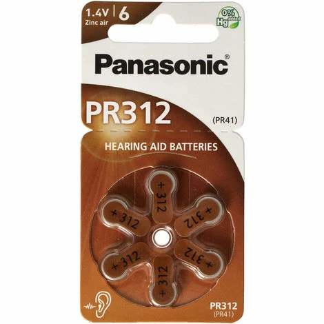 Panasonic PR312 Hörgerätebatterien PR-312/6LB, Hörgerätezellen 312 Zink Air 180mAh 1 Panasonic PR312 Hörgerätebatterien PR-312/6LB, Hörgerätezellen 312 Zink Air 180mAh